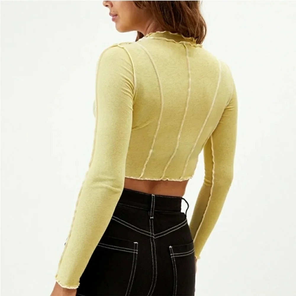 TWIIN Cropped Sheer Top Medium Yellow - Picture 3 of 8